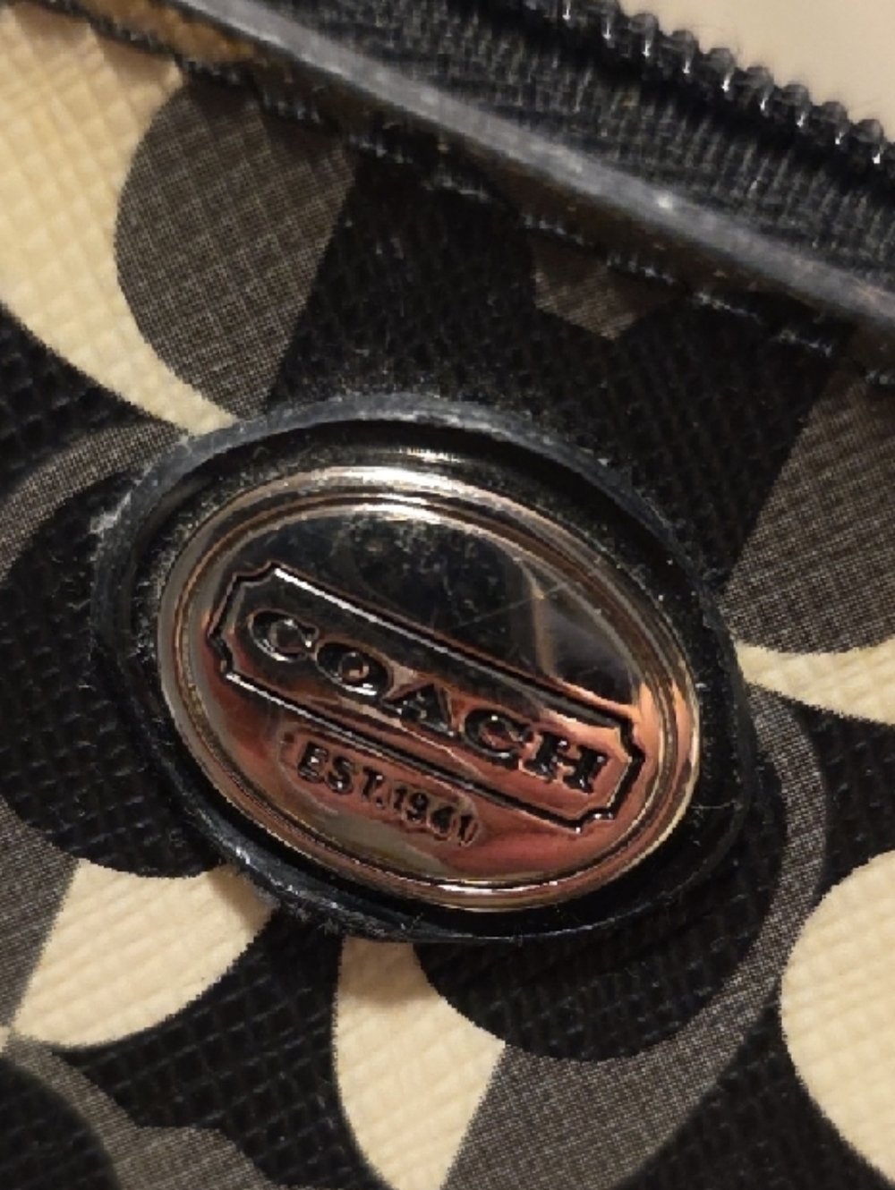 Coach Black and Cream Signature Wristlet - Picture 2 of 6